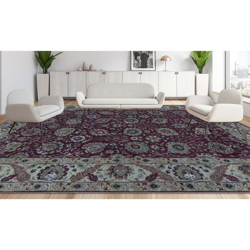 Wool Oriental Area Rug in Wine/Brown
