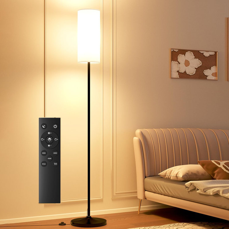 Led Floor Lamp For Living Room, Dimmable Standing Lamps With Foot Switch,remote Custom Color Temperature Pole Lamp With Lampshade