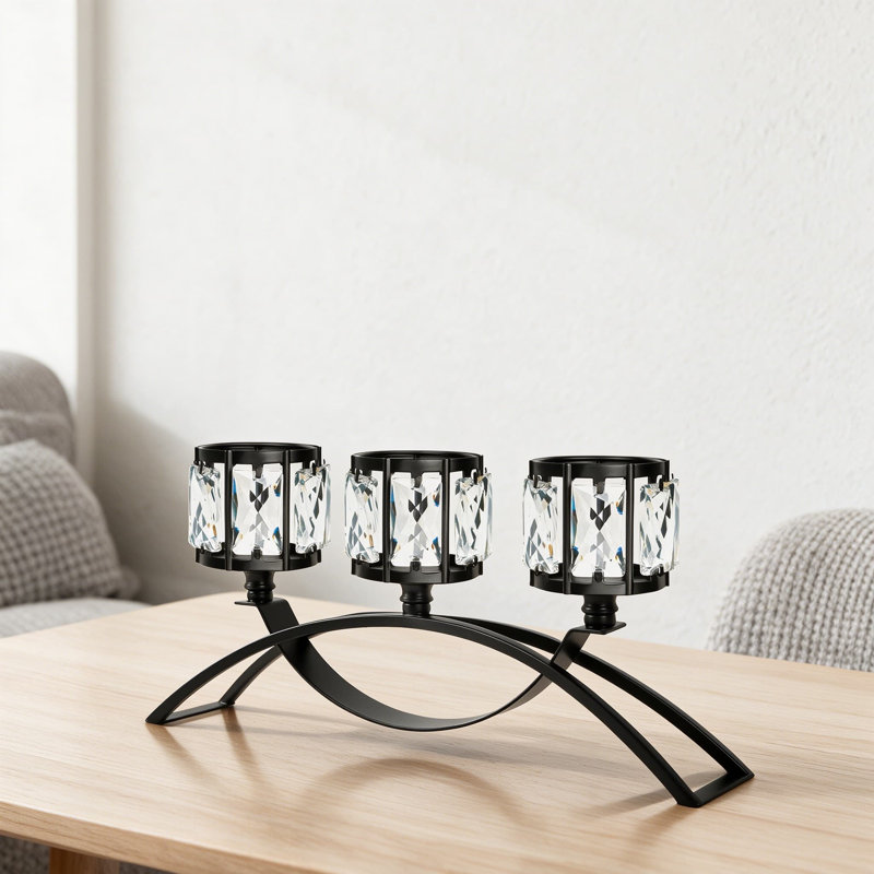 Trois porte-bougies en cristal à trois bras, centre de table de candélabres en forme de chandelier arqué pour mariage, salle à manger, ornements d'armoire, décoration intérieure