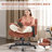 26" Wide Teddy Velvet Criss Cross Office Chair with Wheels, Cross-Legged Desk Chair with Flip-Up Height Adjustable Arms, Lumbar Support, Swivel Vanity Chair for Home Office, Bedroom, Study, 350 lbs-1909675319