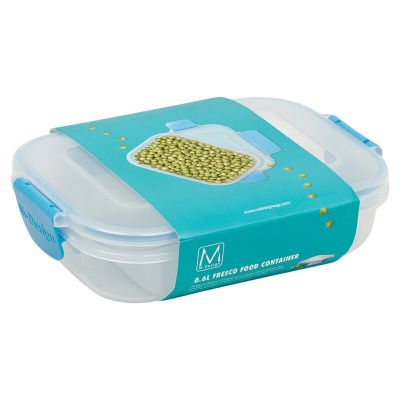 Plastic Airtight Seal Clip Lock Lid 5 Container Food Storage Set, Blue
