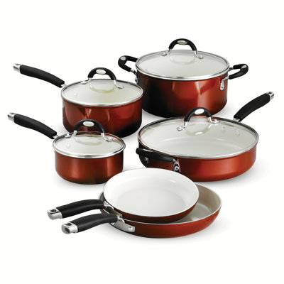 Style Ceramica 8-Piece Metallic Copper Cookware Set with Lids Style Ceramica 8-Piece Metallic Copper Cookware Set with Lids