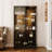5 Tiers Curio Cabinet With Sliding Glass Doors & LED Lights