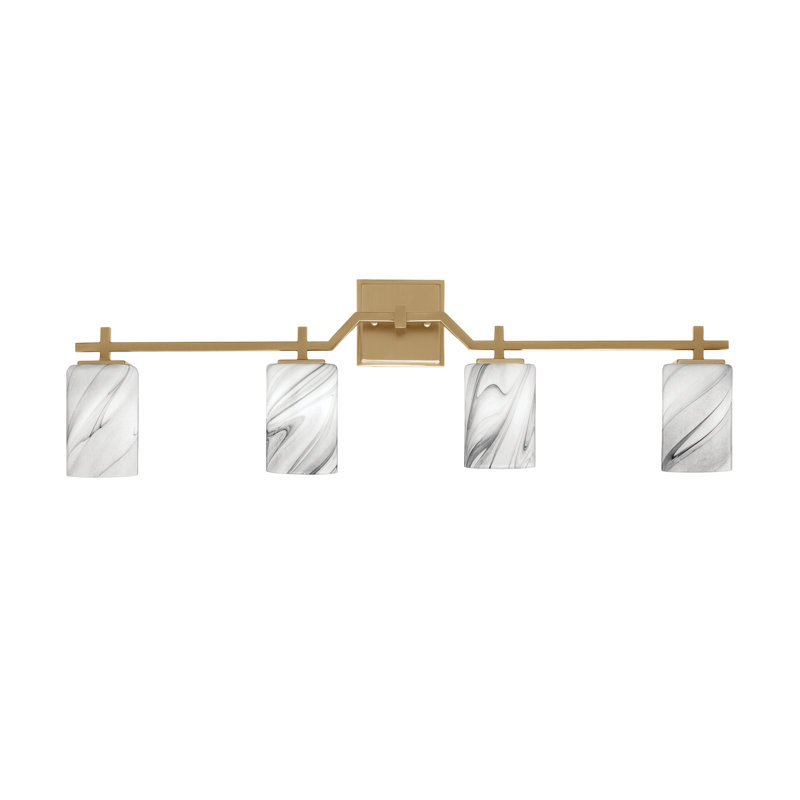 Barre de bain Headland illustrée d'un verre tourbillon onyx de 6 po, H 10,75 po x l 33,5 po x P 5,25 po, Laiton