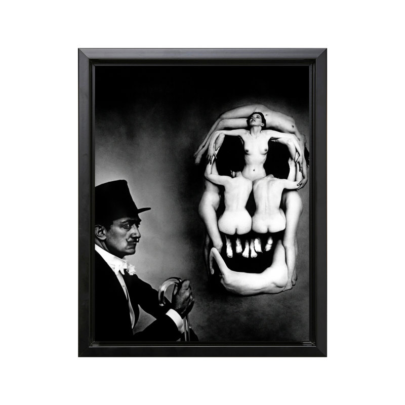 Salvador Dali - crâne de nu, Cadre noir, Canevas, H 12 po x l 16 po