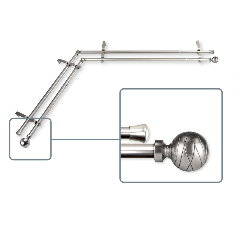 Tringle à rideaux d'angle pour fenêtre double, L 48 po x l 84 po, Nickel satiné