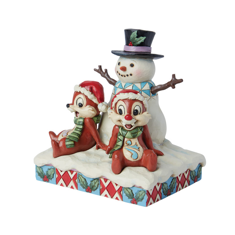 Figurine Jim Shore Disney Traditions : Chip et Dale avec un bonhomme de neige
