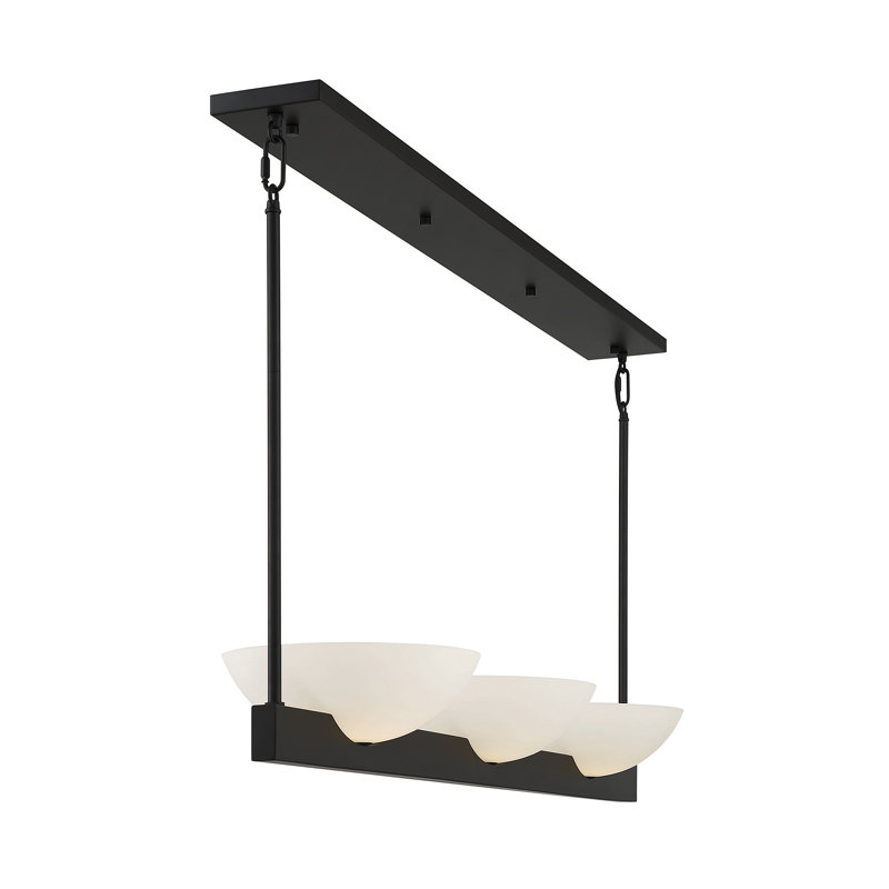 Lustre linéaire à 3 lumières Fallon en laiton chaud, Noir mat