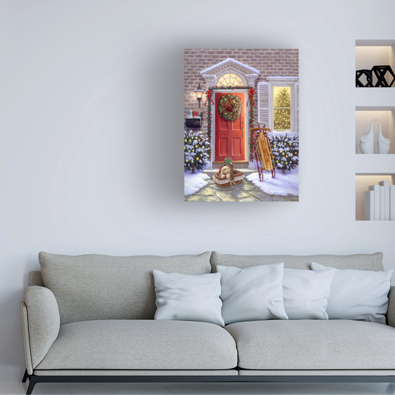 «Christmas Doorway» par Ruth Sanderson, art sur toile sans cadre, L 18 po x H 24 po
