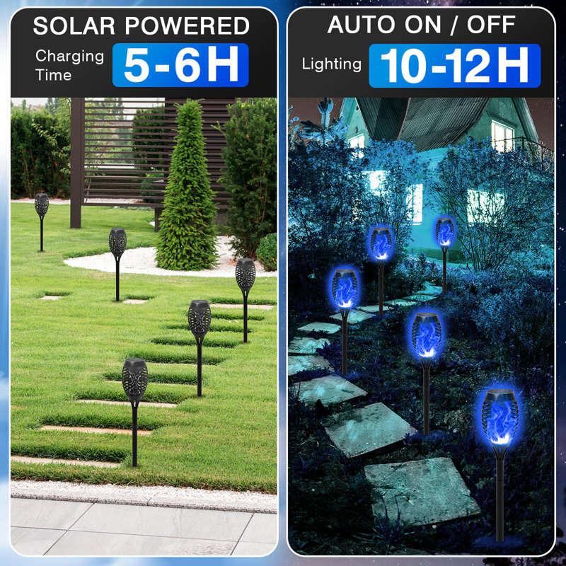 Solar Lights Outdoor Solar Torch Flame Lights for Garden Decor, Solar Landscape Lights Decorative for Lawn Yard Pathway, Blue