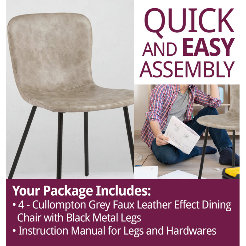 Mose Upholstered Dining Chair x4, Black, 4