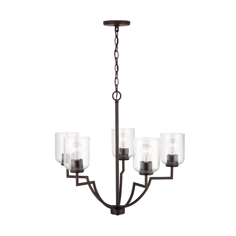 Lustre classique 5 lumières à abat-jour Carter, Bronze