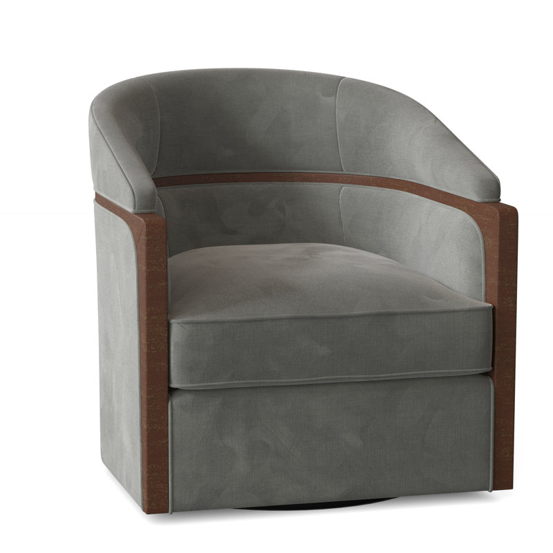 Forester 29" W Swivel Barrel Chair, Walnut, Pewter (9953 65)