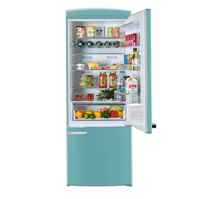 Réfrigérateur à congélateur inférieur sans givre 28 po Classic Retro 28,7 pi³ en été, Energy Star, Turquoise