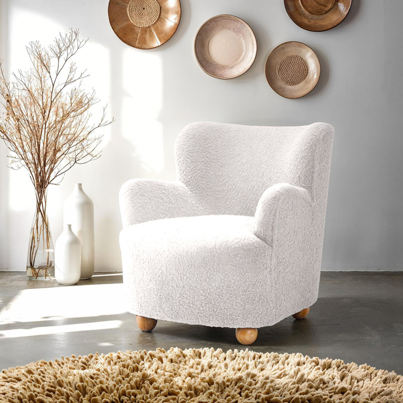 Fauteuil d'appoint rembourré Sabrina Boucle, Blanc