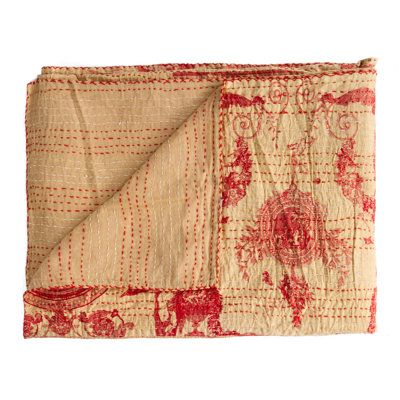 KANTHA COTTON Quilted Throw Blanket