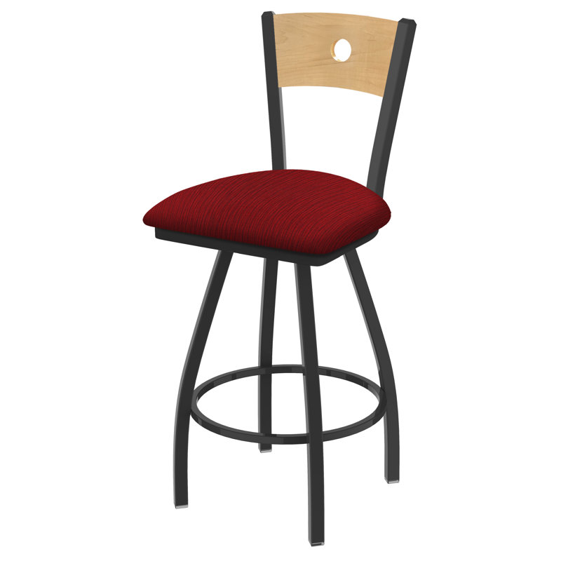 Tabouret pivotant Voltaire, Érable moyen, Étain, Siège Graph Ruby / dossier en érable naturel