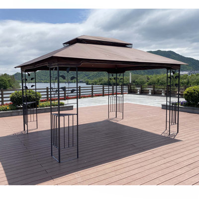 Outdoor Patio Gazebo Canopy Tent With Ventilated Double Roof And Mosquito net(Detachable Mesh Screen On All Sides),Suitable for Lawn, Garden, Backyard and Deck