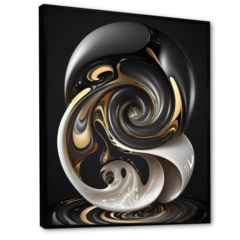 Liquide blanc vitrail I - reproduction sur toile, H 32 po x l 24 po x P 1 po, Toile avec cadre flottant noir