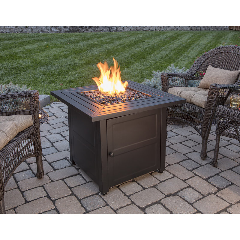 Endless Summer LP Gas Outdoor Fire Table with Steel Slat Mantel Endless Summer LP Gas Outdoor Fire Table with Steel Slat Mantel