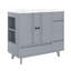 Ensemble de meuble-lavabo sur pied 36 po | Armoire moderne en bois gris avec lavabo en céramique, 4 tiroirs et support de rangement latéral intégré