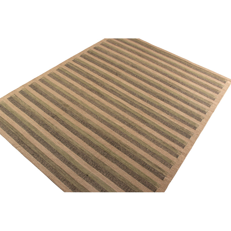 Scandinavian Hand Knotted Wool Geometric Area Rug, Rectangle 9' x 12'