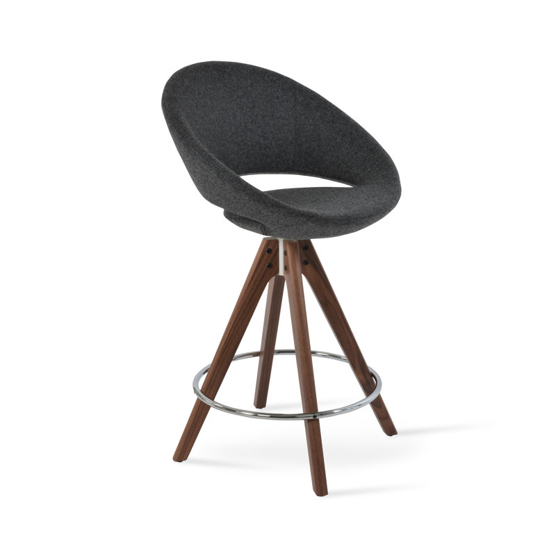 Crescent Swivel Bar Stool, Black, Extra Tall (36" Seat Height)