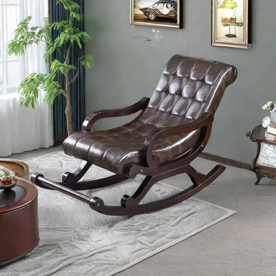 Solid Wood Frame Upholstered Leisure Rocking Chair