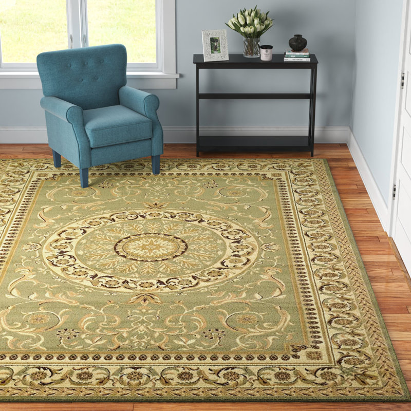 Tapis vert clair Aracelia, Rectangle 7 pi 10 po x 11 pi
