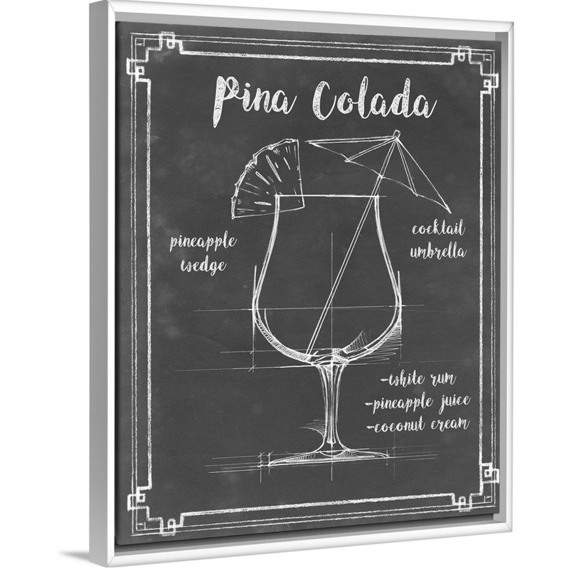 Mixology IV - Impression sur toile, Cadre flottant blanc, H 21,7 po x l 17,7 po x P 1,75 po