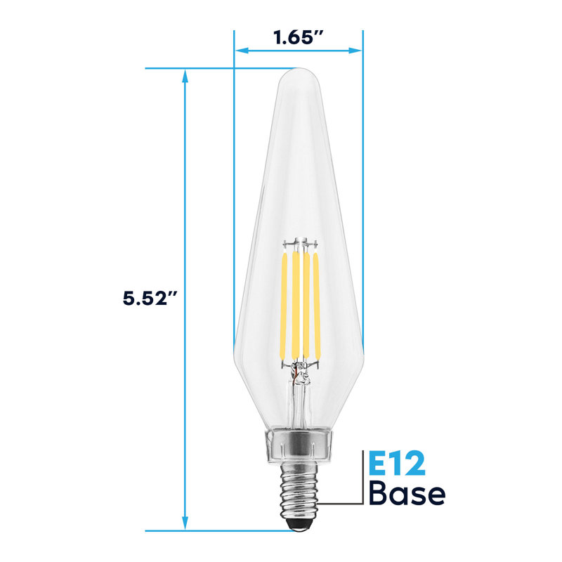 4,5 watts, ampoule DEL C11 à intensité variable, culot candélabre E12, 4000