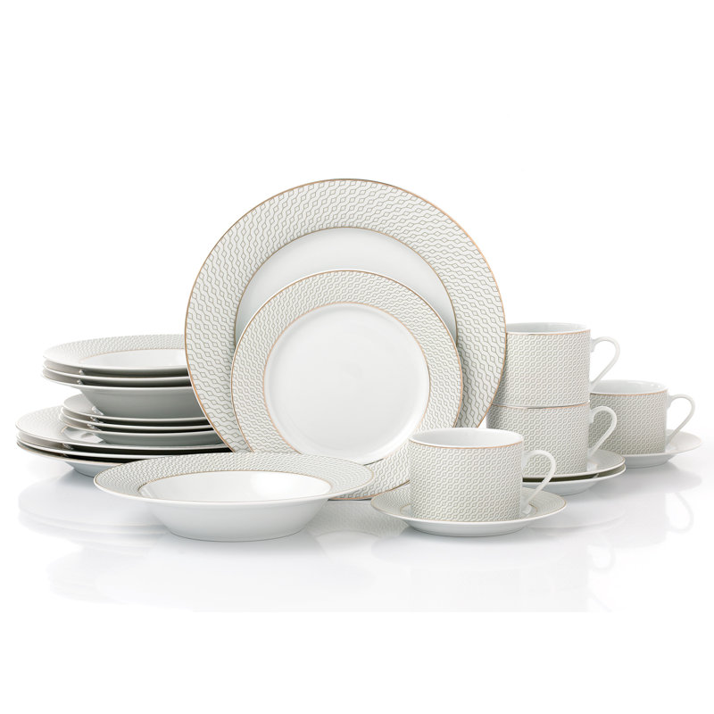Waterside 20pc Premium Diamond Porcelain Dinner Set