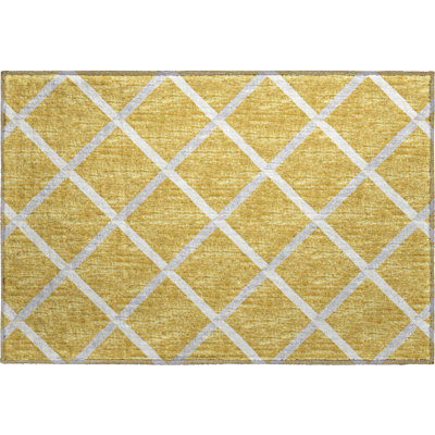 Premium Machine Washable Uran AMF140 Gold Rug