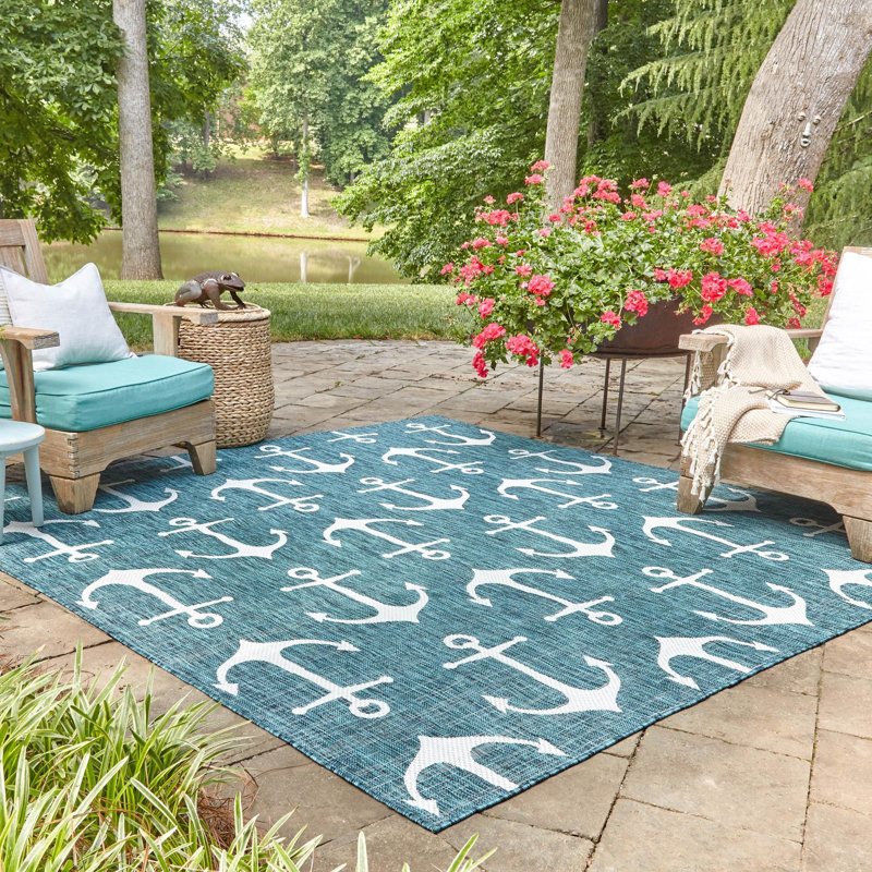 Outdoor Ayton Area Rug Sea Grass Color, Square 13'