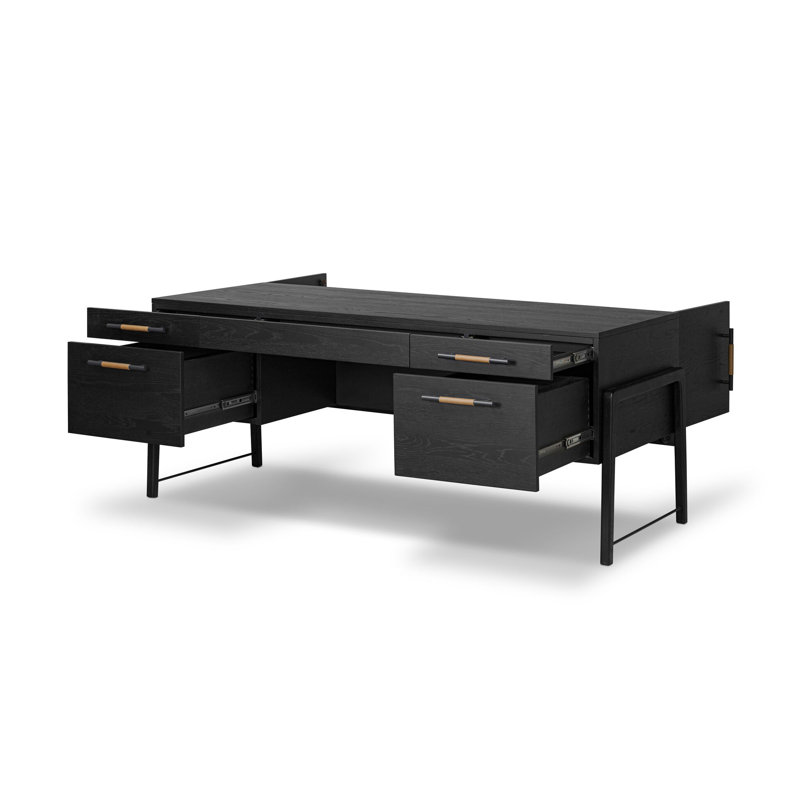Karsten Solid Wood Base Writing Desk, Ebony Oak