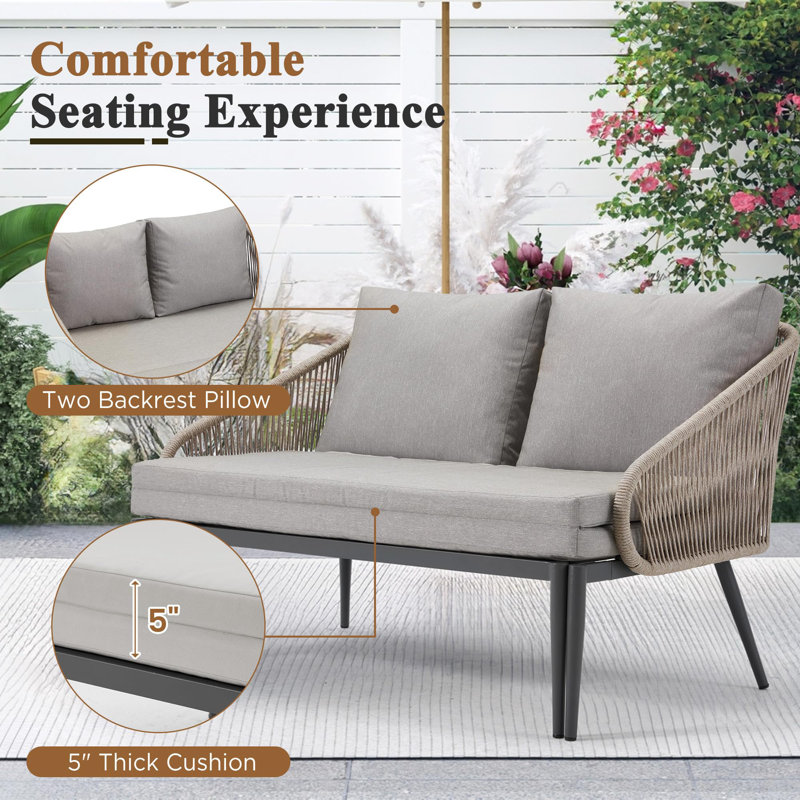 Outdoor Double Chaise Lounge Chair, Gray