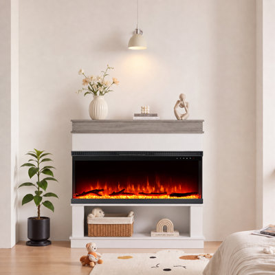 Rebrilliant White Electric Fireplace with 5000 BTU
