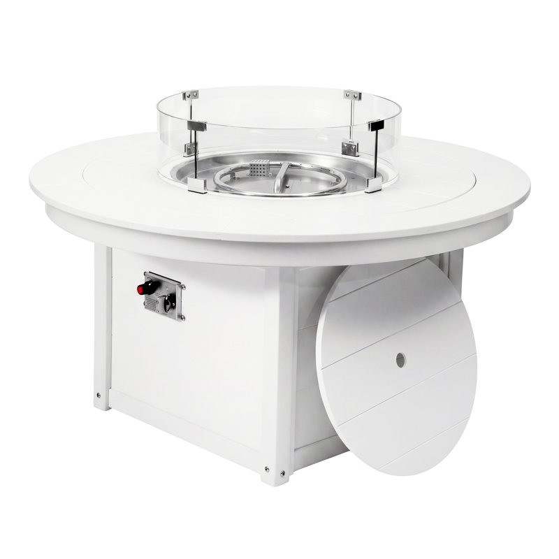 Table ronde pour foyer d'extérieur 47 po, 31.25" H x 47.25" W x 47.25" D, White