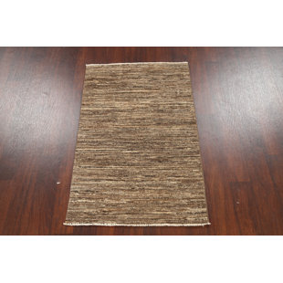Tapis brun noué à la main de conception unique 2 pi 7 po x 4 pi 0 po