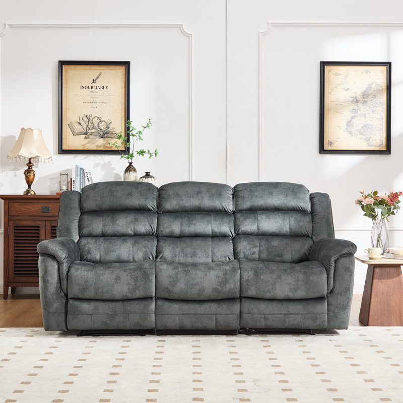 Canapé inclinable manuel en microfibre 87 po, Gris