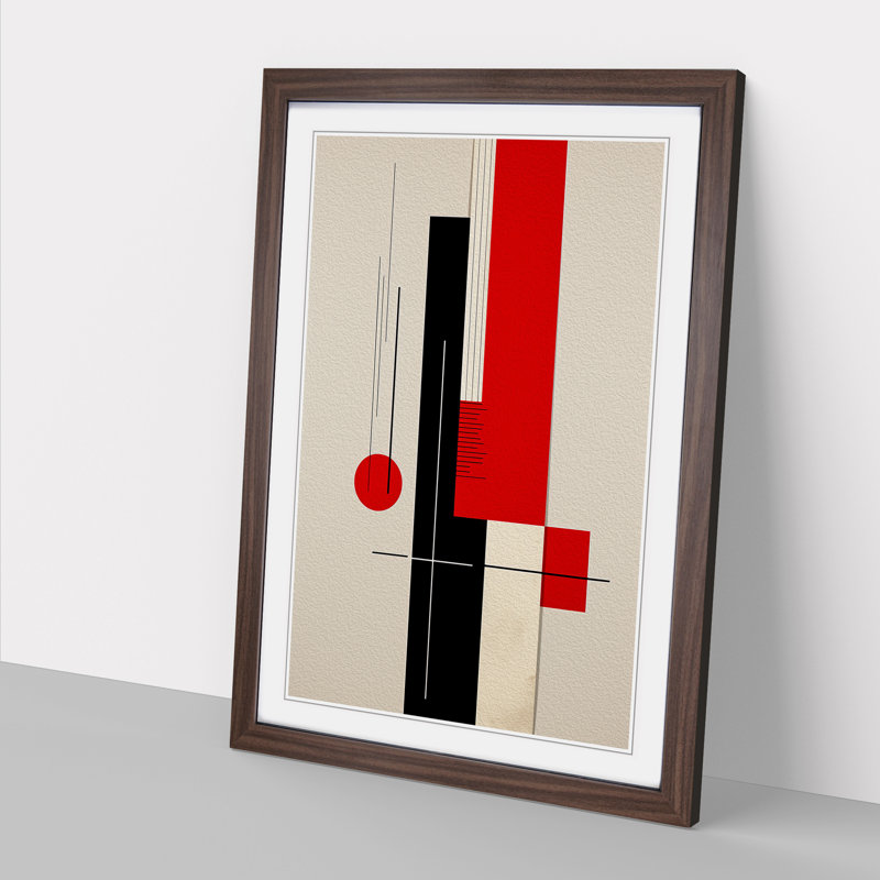 Minimalist Constructivism No.3 - Single Picture Frame Print on Wood, Walnut Framed, 34cm H x 25cm W x 2cm D