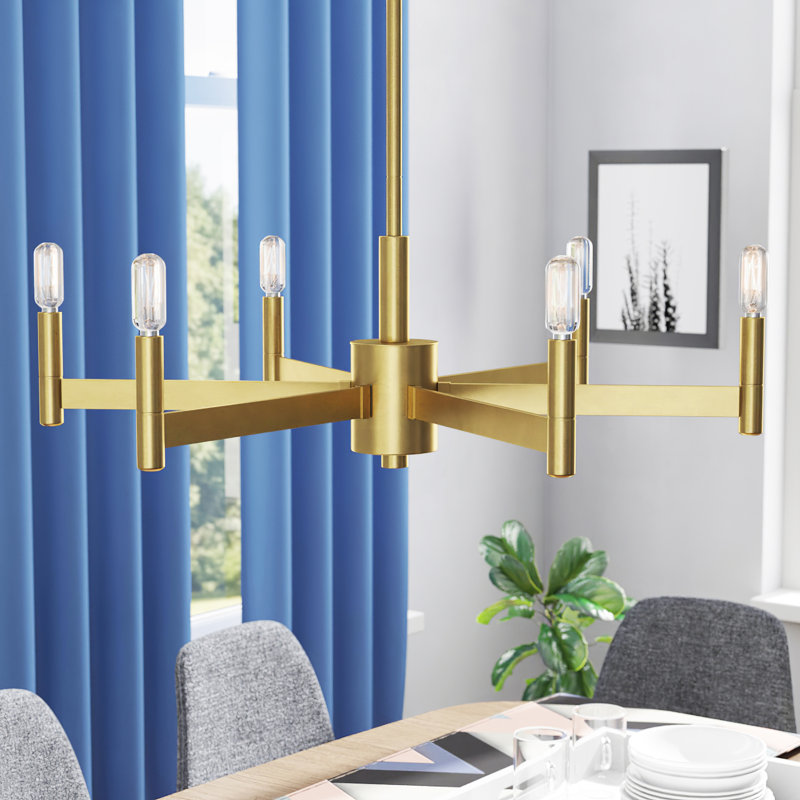 Lustre classique à 8 lumières de style bougie Tuscany, Laiton naturel, H 9,25 po x l 26 po x P 26 po