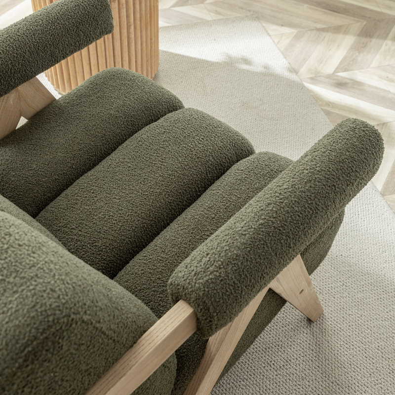Chenice Upholstered Armchair, Green Polyester