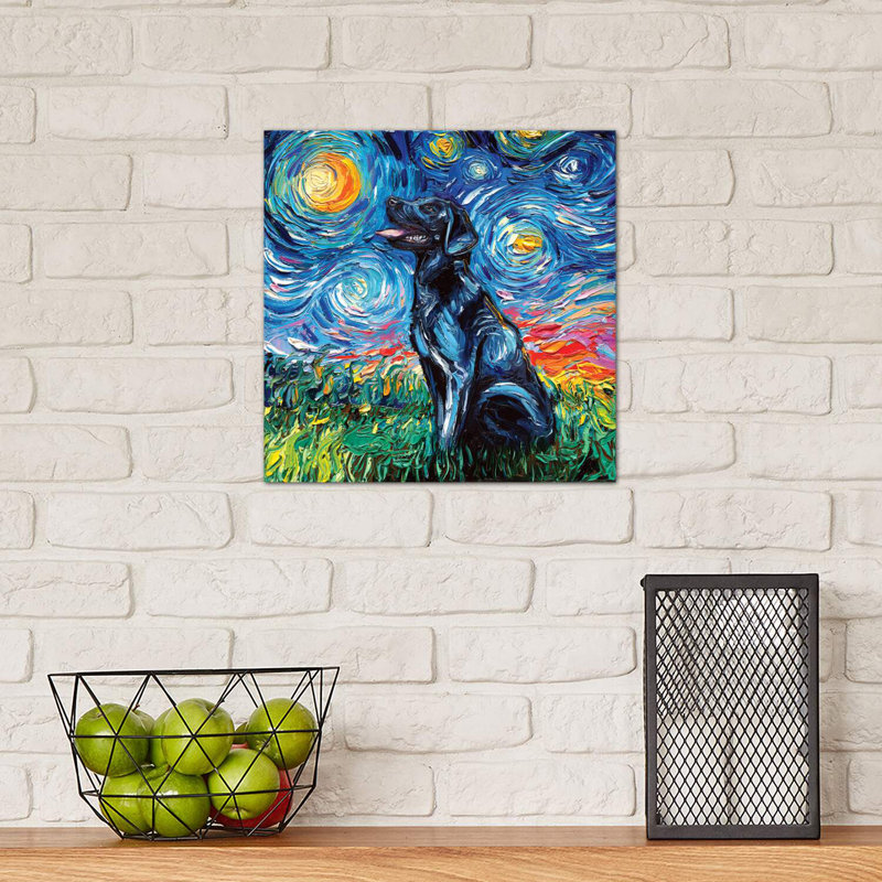 Black Labrador Night I 1 Piece Wrapped Canvas Painting, 30.48 cm H x 30.48 cm W
