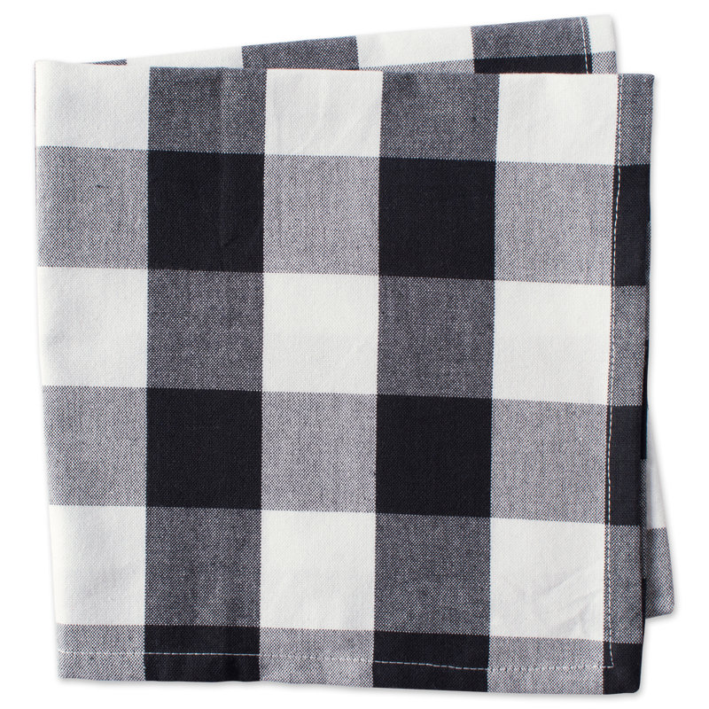 Mya-Rose Cotton Plaid Square Napkin, Black