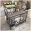 Grande cage pour animaux de compagnie avec rangement, cuves en acier inoxydable, support en fer double couche et panneau de fibres à densité moyenne, robuste et pratique (noir + gris fumée)