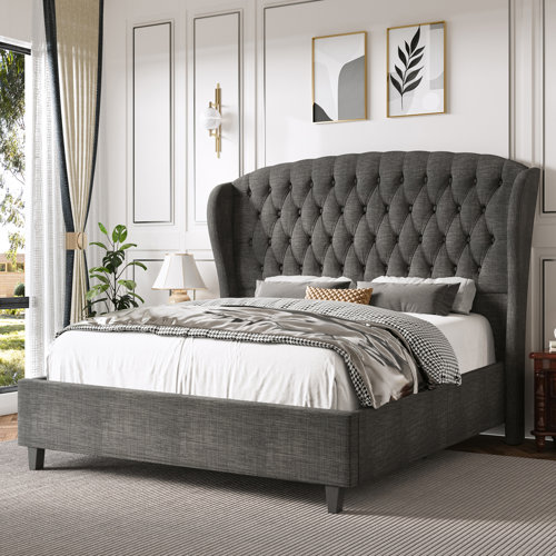 Lark Manor Alaijha Upholstered Wingback Bed & Reviews | Wayfair