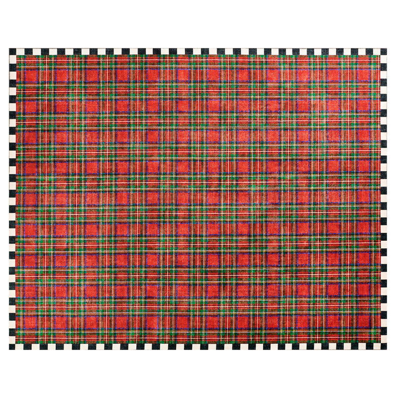 Royal Stewart Tartan Red Washable Rug, Rectangle 8' x 10'