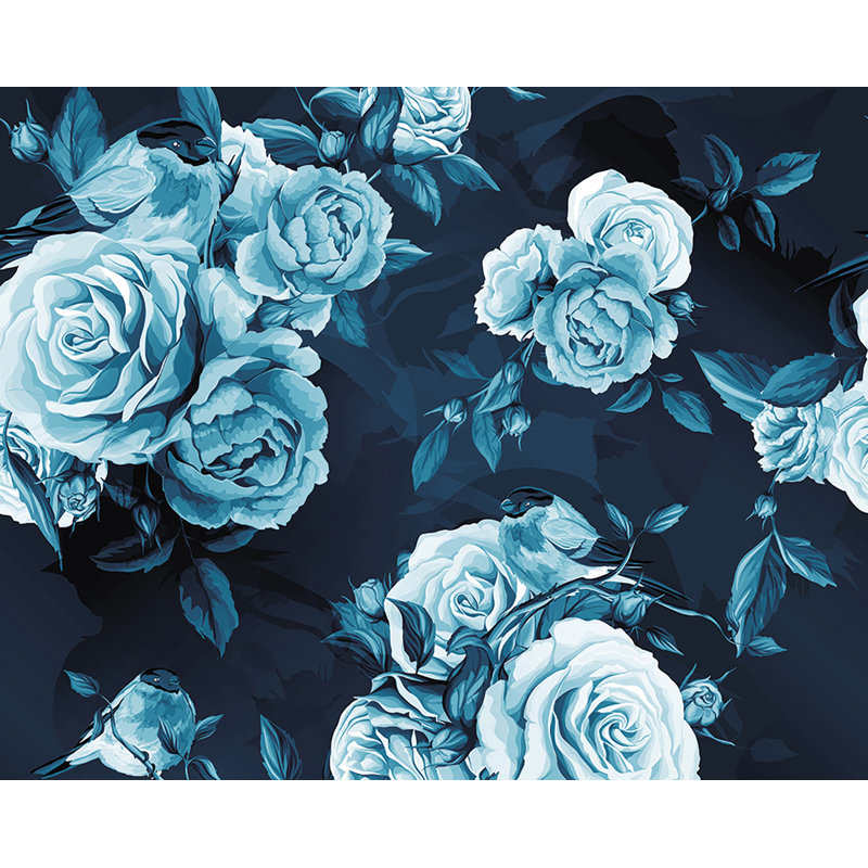 Panneau mural à 6 panneaux L 9,8 pi x l 94 po Blue Roses
