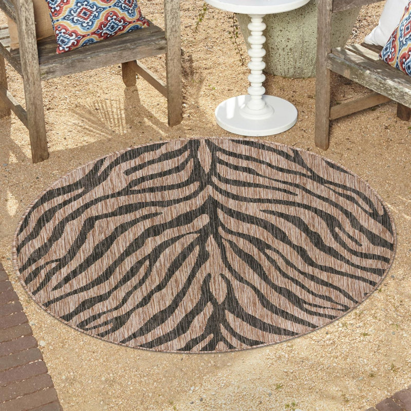 Natural Tsavo Indoor/Outdoor Safari Rug, Round 3'
